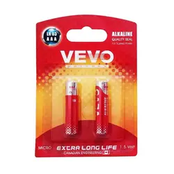 باتری نیم قلمی AAA آلکالاین VEVO کارتی دو عددی