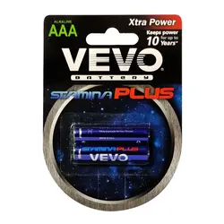 باتری نیم قلمی VEVO مدل Stamina Plus کارتی 2 عددی