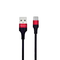 کابل دیتا و شارژ Type-C VERITY مدل 3133 مشکی-قرمز
