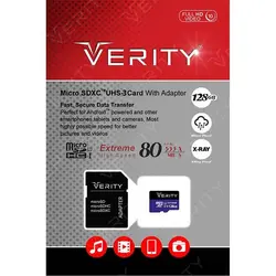 رم میکرو 128 گیگ VERITY مدل U3 80MB/s 533X آداپتور دار