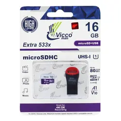 کارت حافظه microSDHC ویکومن 533X ظرفیت 16 گیگابایت به همراه کارت خوان