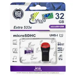 کارت حافظه microSDHC ویکومن 533X ظرفیت 32 گیگابایت به همراه کارت خوان