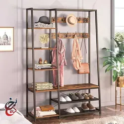 جالباسی چوب و فلز طرح رامونا مدل Cr-1008 - سنجد چوب