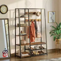 جالباسی چوب و فلز طرح رامونا مدل Cr-1008 - سنجد چوب