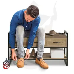 جاکفشی چوب و فلز طرح گردیا مدل shb-1011 - سنجد چوب