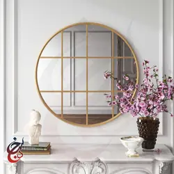 آینه گرد طرح گلبان مدل mi-1016 - سنجد چوب