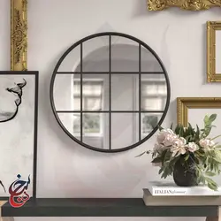 آینه گرد طرح گلبان مدل mi-1016 - سنجد چوب