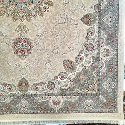 فرش کرم 1200 شانه طرح نگین | فرشینه کاشان