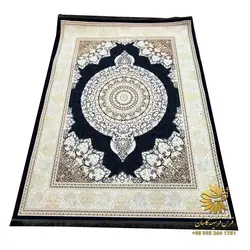 قیمت فرشینه سرمه ای طلایی طرح فرش 1200 شانه sh2229 | فرشینه کاشان