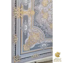 فرش 700 شانه طلاکوب صدف نقره ای | فرشینه کاشان