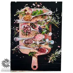 فرش آشپزخانه تیره طرح ادویه جات کد 1078 | فرشینه کاشان