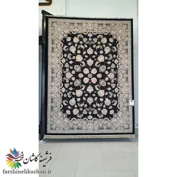 طرح همتا سرمه ای 700 شانه طلاکوب | فرشینه کاشان