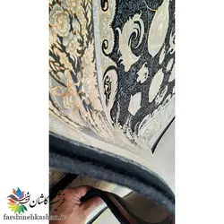 طرح همتا سرمه ای 700 شانه طلاکوب | فرشینه کاشان