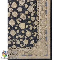 طرح همتا سرمه ای 700 شانه طلاکوب | فرشینه کاشان