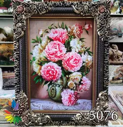 تابلو فرش دست بافت گونه طرح گلدان کد 5076 | فرشینه کاشان