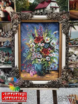 تابلو فرش گل و گلدان دست بافت گونه کد 5034g | فرشینه کاشان