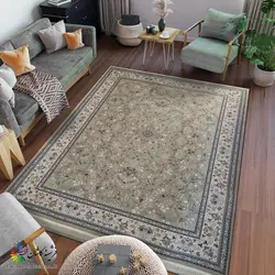 فرش طرح شاهکار زمینه ترمه ای 1500 شانه گل برجسته