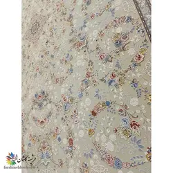 فرش طرح شاهکار زمینه ترمه ای 1500 شانه گل برجسته
