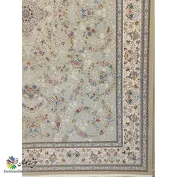 فرش طرح شاهکار زمینه ترمه ای 1500 شانه گل برجسته