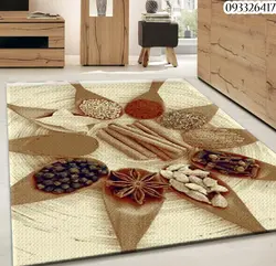 گلیم فانتزی آشپزخانه طرح ادویه جات زمینه کرم کد G917 | فرشینه کاشان