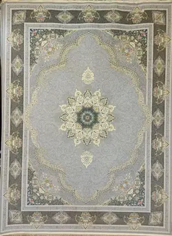 قالی 1200 شانه طلاکوب پری نقره ای | فرشینه کاشان