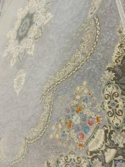 قالی 1200 شانه طلاکوب پری نقره ای | فرشینه کاشان