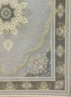 قالی 1200 شانه طلاکوب پری نقره ای | فرشینه کاشان