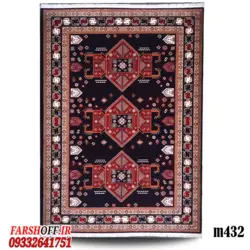 گبه طرح دست بافت بوم سرمه ای کد m432 - فرش ارزان