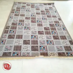 گلیم چهل تیکه زمینه نسکافه ای کد j764 - فرش ارزان