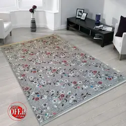 گلیم افشان زمینه نسکافه ای و نقره ای کد 722 - فرش ارزان