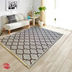 گلیم فرش مراکشی نقره ای و نسکافه ای - فرش ارزان