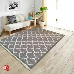 گلیم فرش مراکشی نقره ای و نسکافه ای - فرش ارزان