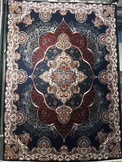 فرش هزار شانه هیت ست طرح پانیذ سرمه ای - فرش ارزان