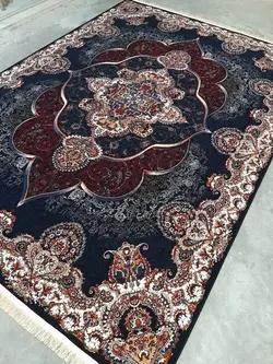 فرش هزار شانه هیت ست طرح پانیذ سرمه ای - فرش ارزان