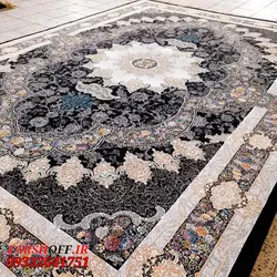 فرش جدید آروانا سرمه ای 700 شانه طلاکوب - فرش ارزان