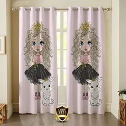 ست فرش پرده دختر موفرفری کدB443