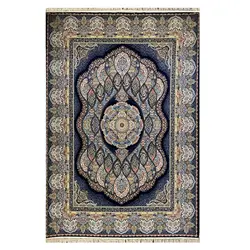 فرش ۱۲۰۰شانه ماشینی زمینه سرمه ای کدSH-1260