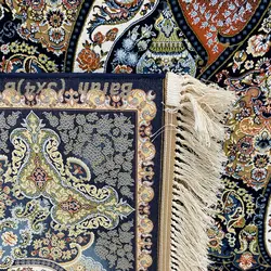 فرش ۱۲۰۰شانه ماشینی زمینه سرمه ای کدSH-1260