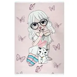 فرش کودک دختر عینکی زمینه صورتی کد101216