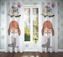 ست فرش پرده دخترانه زمینه سفید B385