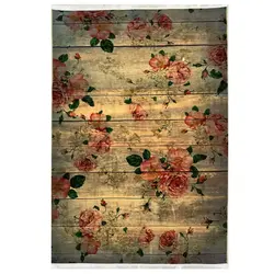 فرش فانتزی طرح گل زمینه نسکافه ایی کد100452