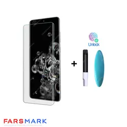 گلس فول چسب مات Samsung Galaxy S20 Ultra با چسپ UV