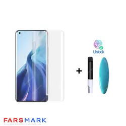 گلس فول چسب شفاف Xiaomi Mi 11 Ultra با چسپ UV