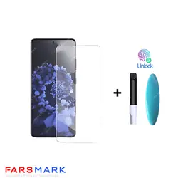 گلس فول چسب شفاف Samsung Galaxy S21 با چسپ UV
