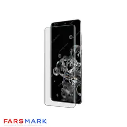 گلس فول چسب شفاف Samsung Galaxy S20 Ultra با چسپ UV