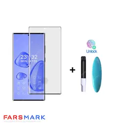 گلس فول چسب شفاف Samsung Galaxy S23 Ultra با چسپ UV