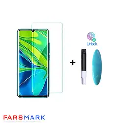 گلس فول چسب شفاف Xiaomi Mi Note 10 Lite با چسپ UV