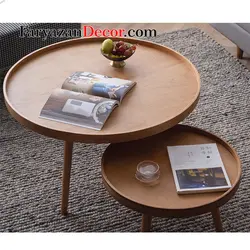 میز جلو مبلی و عسلی فریازان دکور مدل لبه دار چوب بلوط