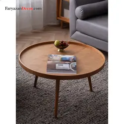 میز جلو مبلی و عسلی فریازان دکور مدل لبه دار چوب بلوط
