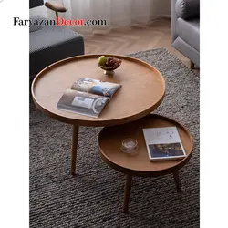 میز جلو مبلی و عسلی فریازان دکور مدل لبه دار چوب بلوط